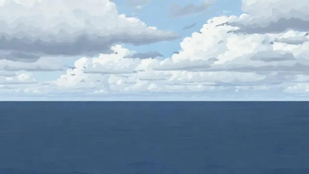 Nubes grises sobre el mar