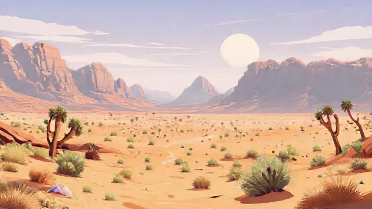 Un oasis desértico en gran plano