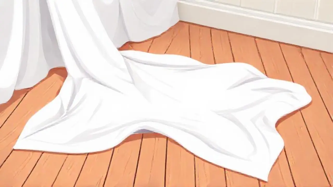Un paño blanco sobre el suelo de madera
