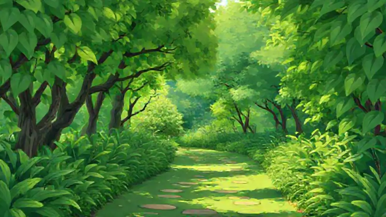 Sendero verde en el jardín