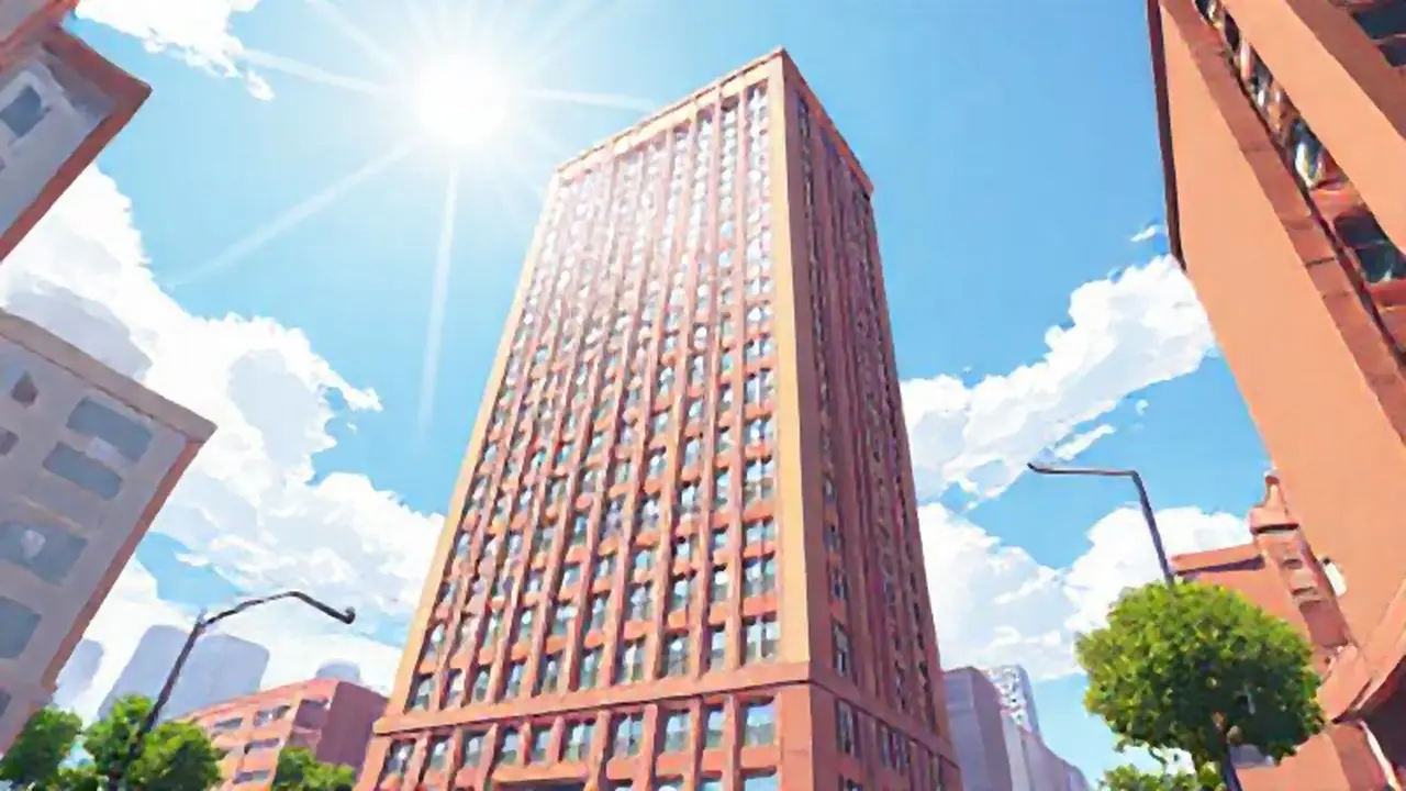 Edificio alto bajo el sol