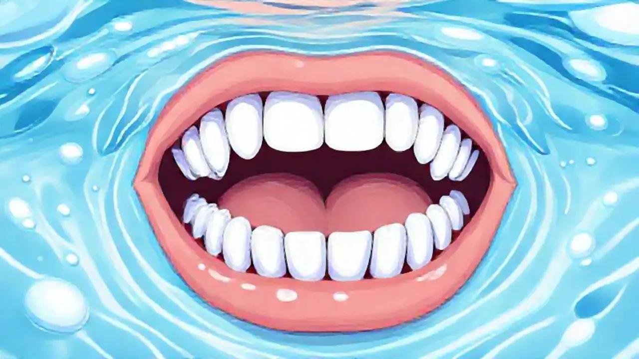 Dientes blancos, agua azul