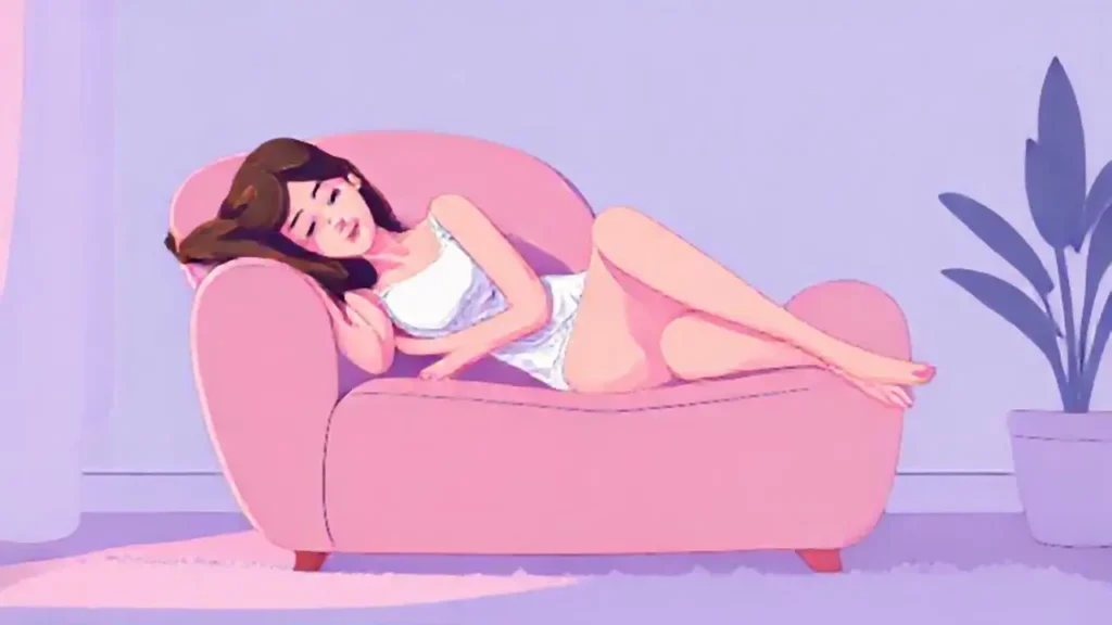 Mujer descansando en sillón
