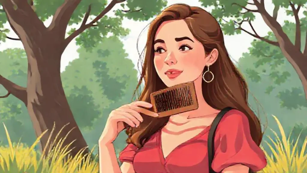 Mujer con peine al aire libre