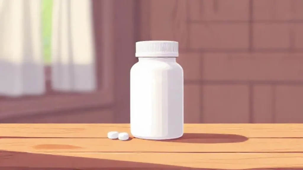 Frasco blanco sobre mesa de madera
