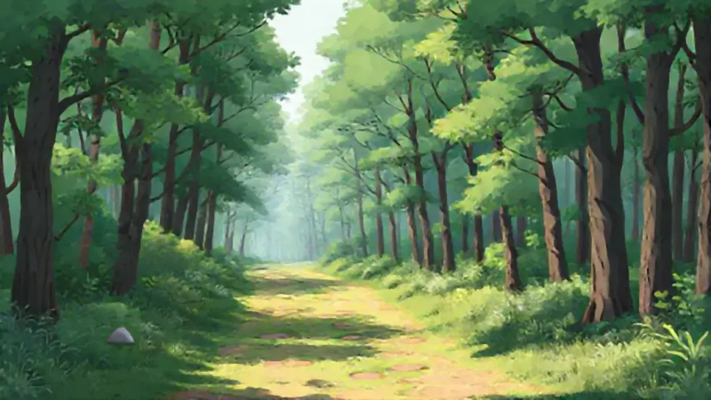 Sendero boscoso verde