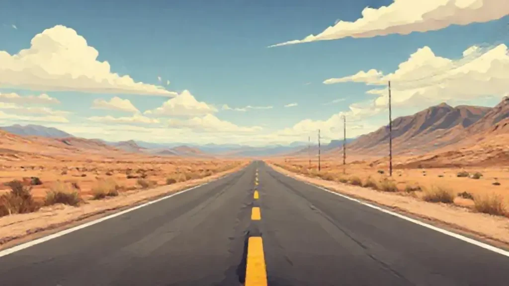 Carretera desolada y larga