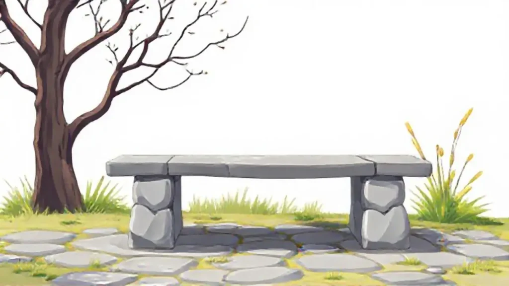 Banco de piedra gris al aire libre