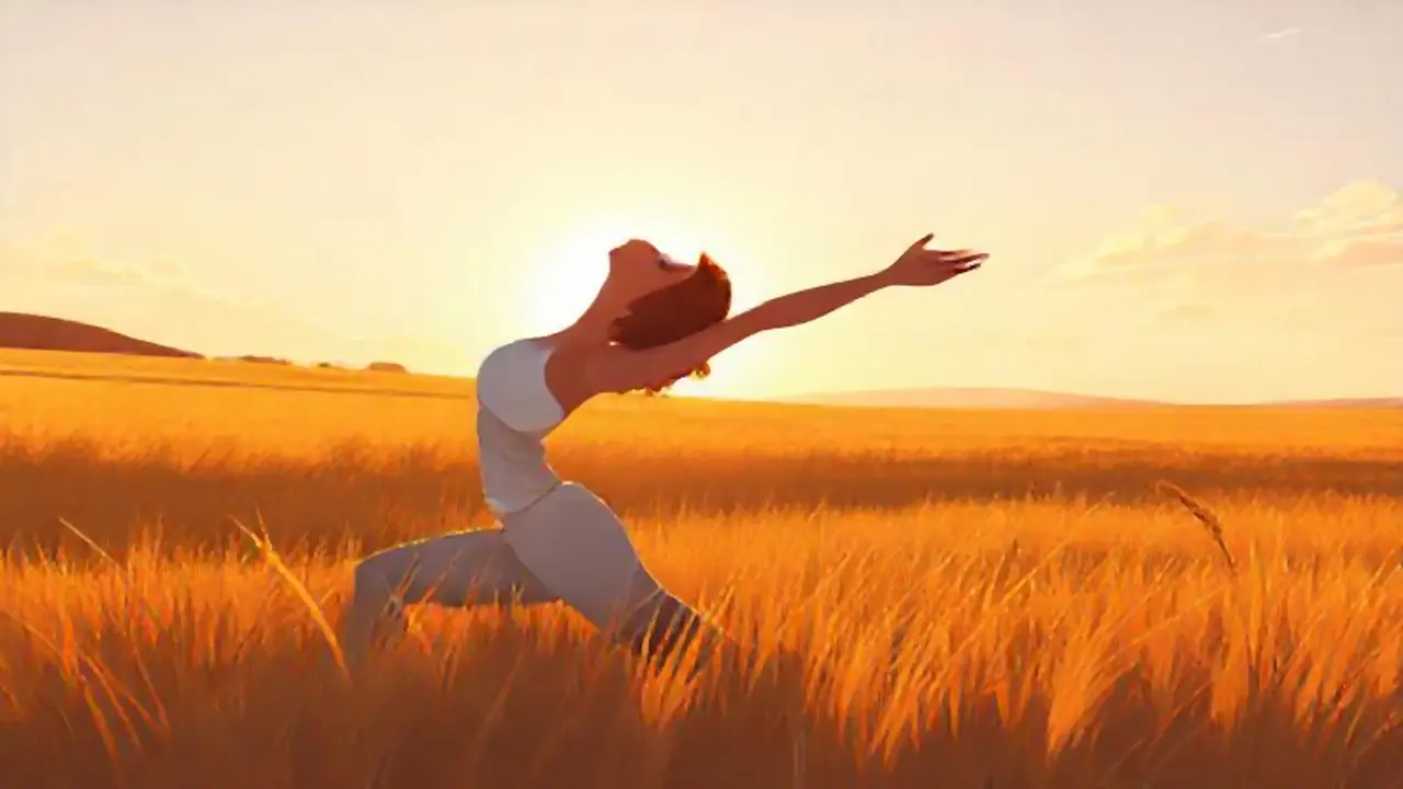 Mujer estirándose bajo el sol