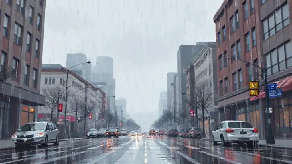 Lluvia gris sobre las calles