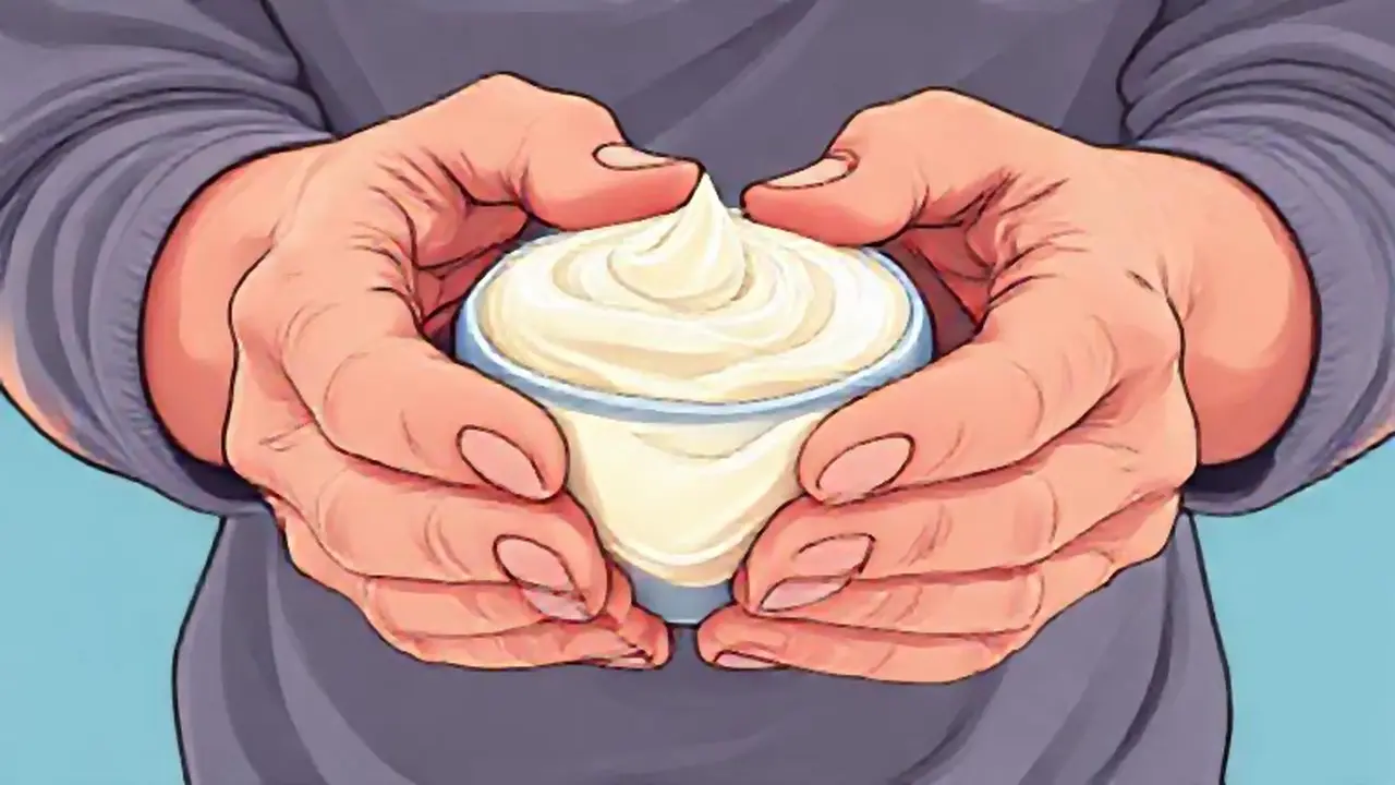 Manos arrugadas con crema