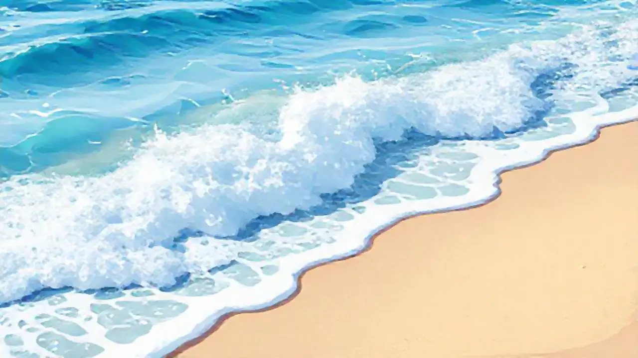 Olas azules golpean la arena