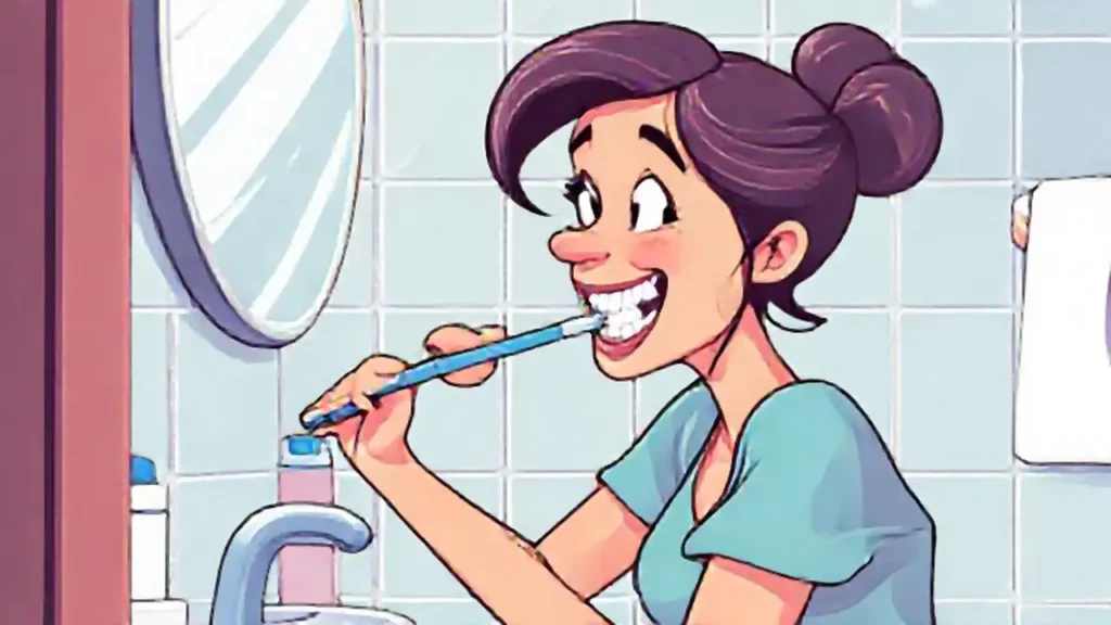 Mujer cepillándose los dientes