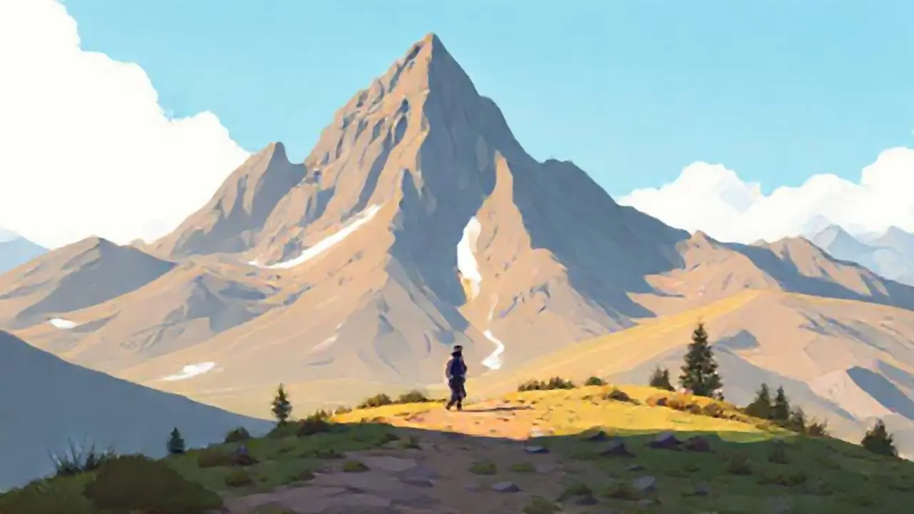Un caminante solitario en la montaña