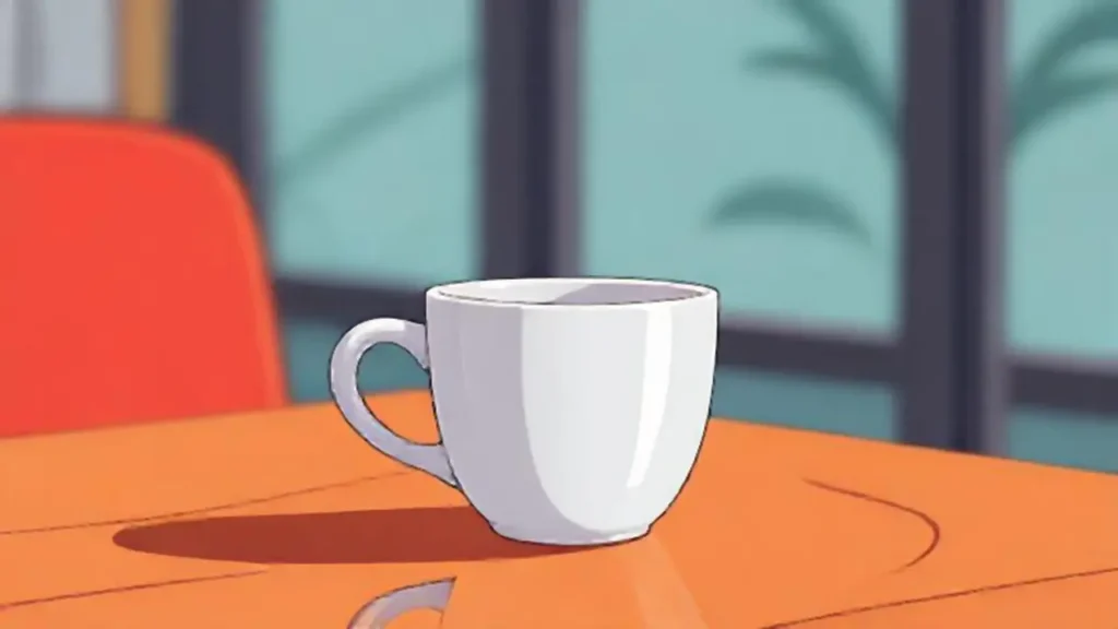 Taza de café vacía sobre la mesa