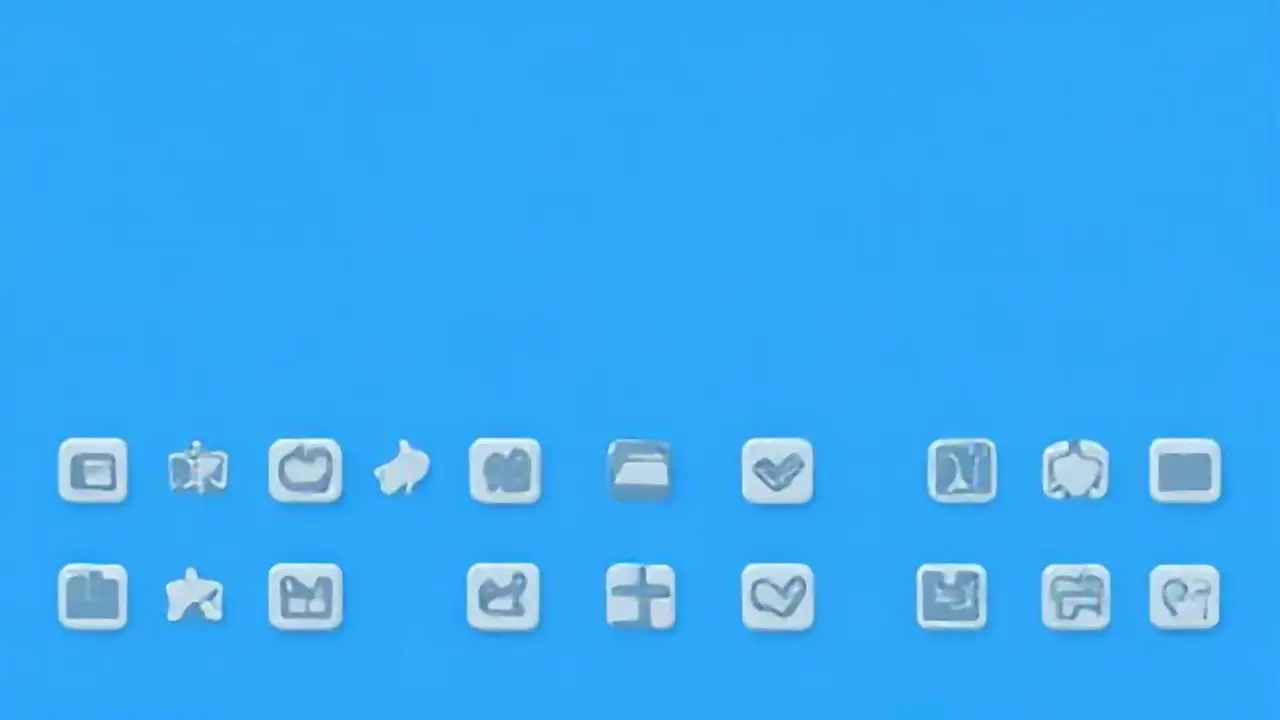 Pantalla azul con iconos grises