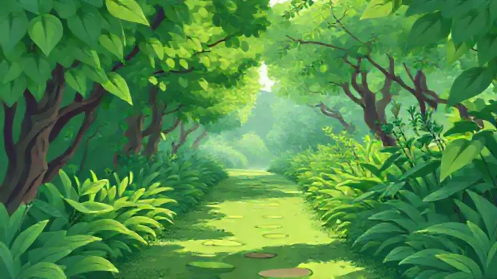 Sendero verde en el jardín