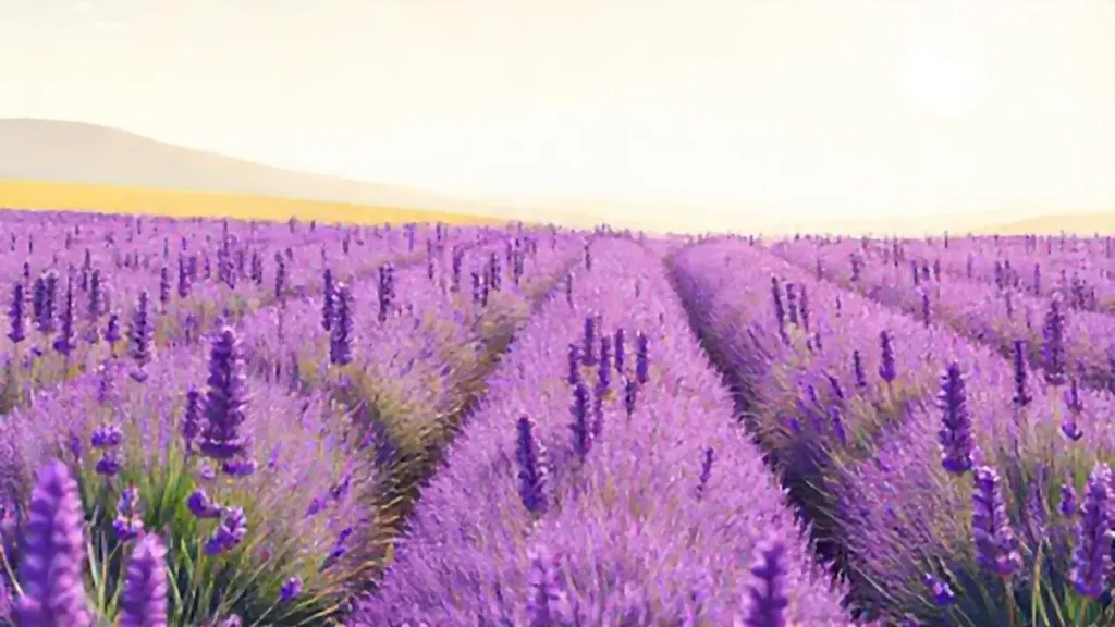Un campo de lavanda bañado en luz suave