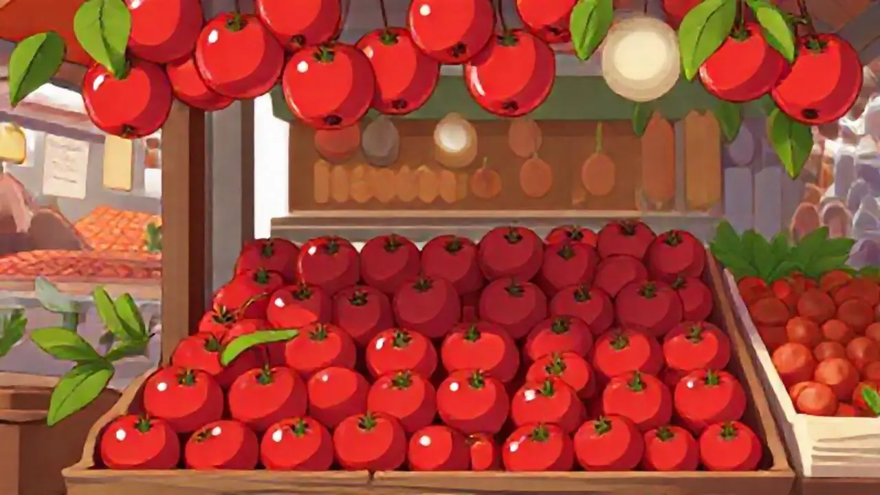 Manzanas rojas en un puesto