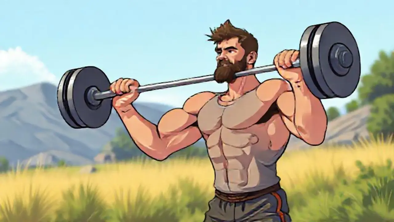 Hombre levantando pesas al aire libre