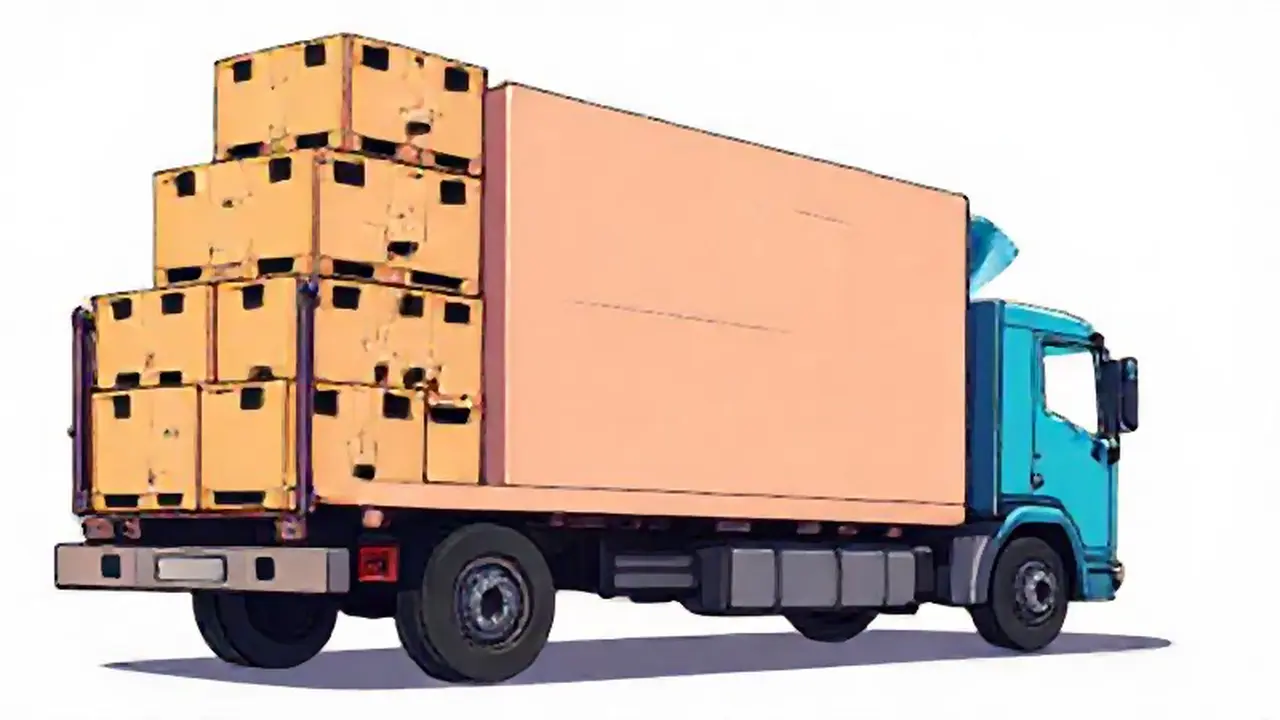 Camión grande entrega cajas