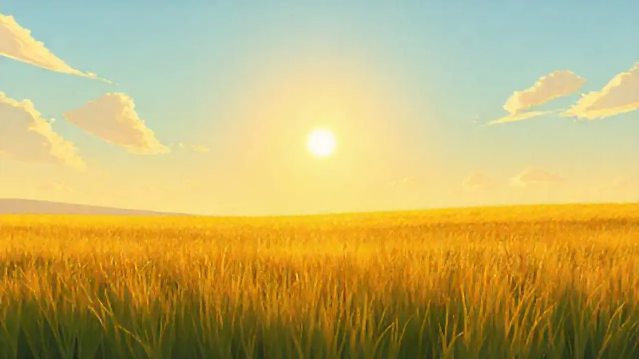 Sol dorado sobre el campo
