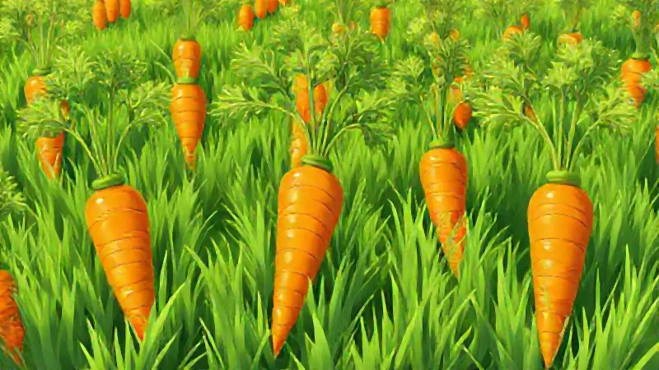 Zanahorias naranjas brillan en el campo
