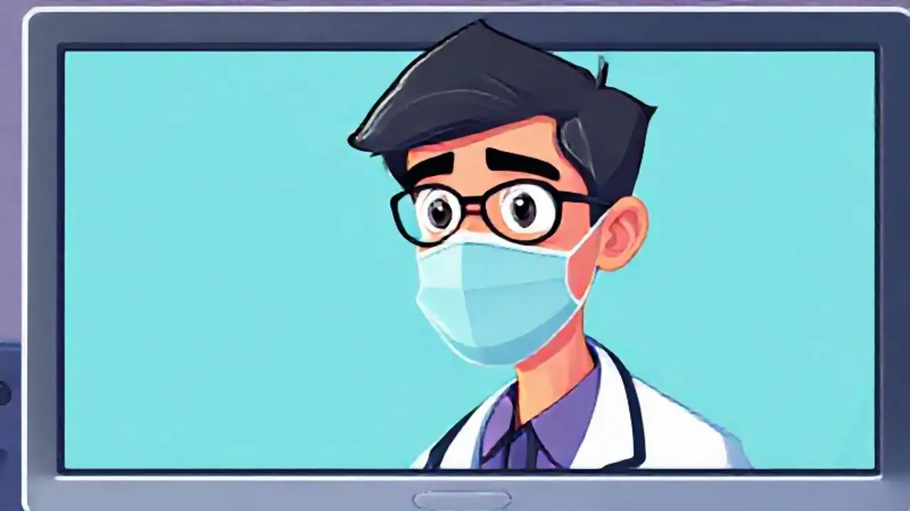 La cara del médico en la pantalla