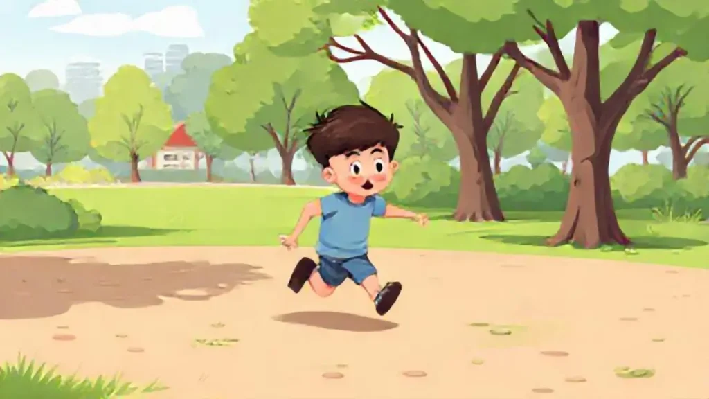 Niño corre en el parque