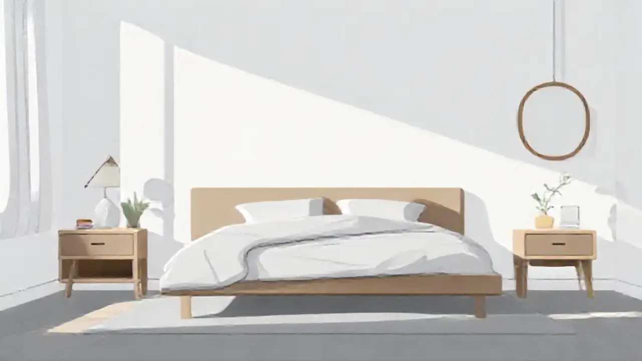 Dormitorio gris con luz suave
