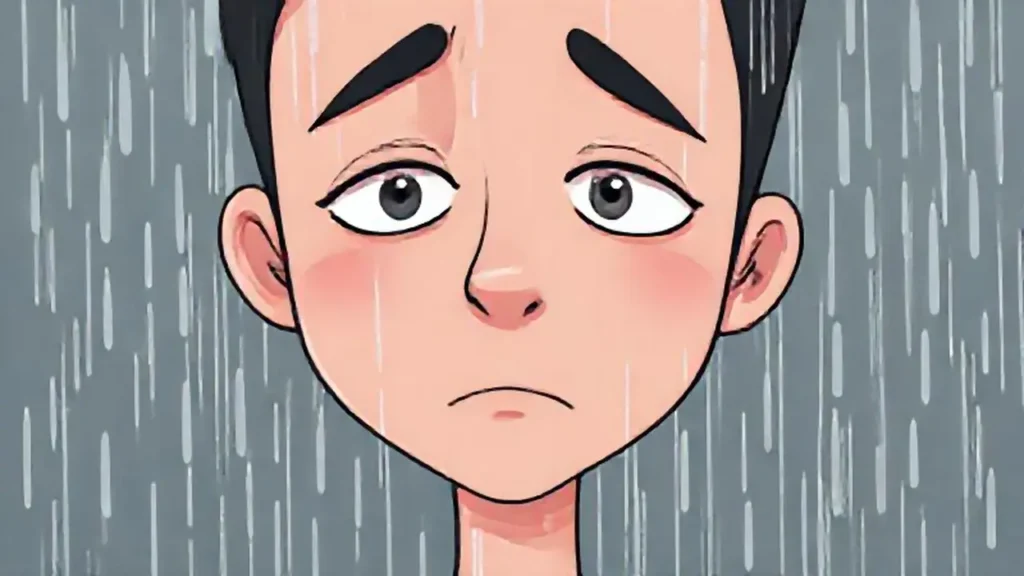 Lluvia gris sobre un rostro cansado