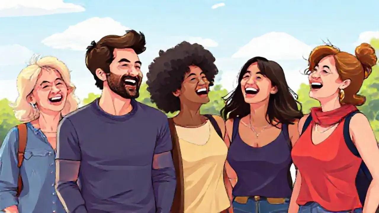 Personas riendo al aire libre