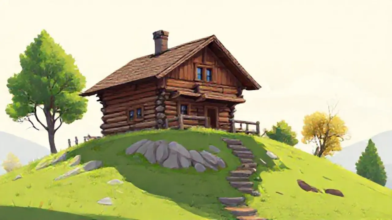 Casa de madera vieja en la colina