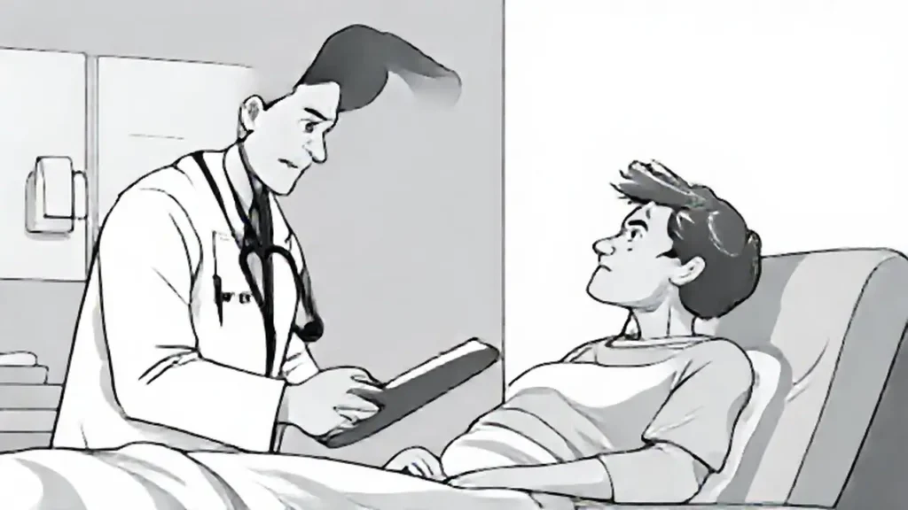 Médico en blanco examina paciente