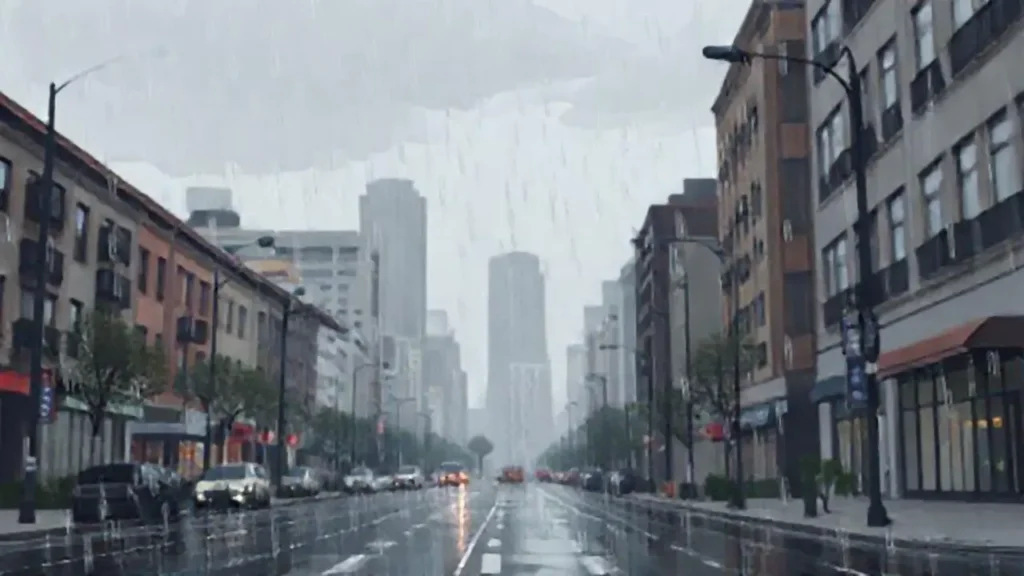 Lluvia gris sobre la calle