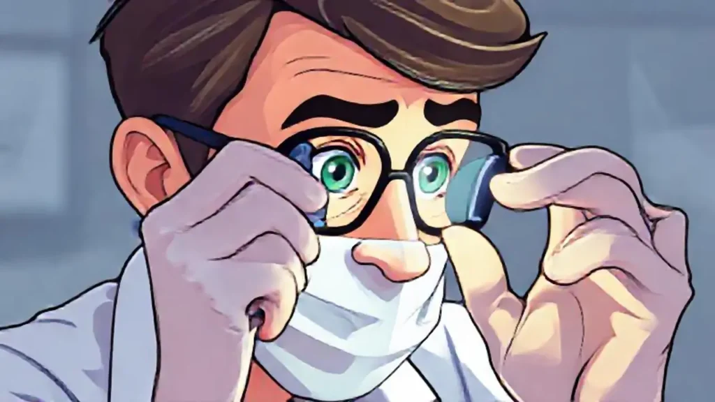 El médico revisa los ojos con luz