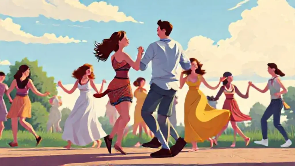 Poblado baila al aire libre