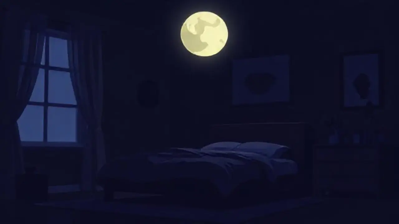 Habitación oscura, luz de luna suave