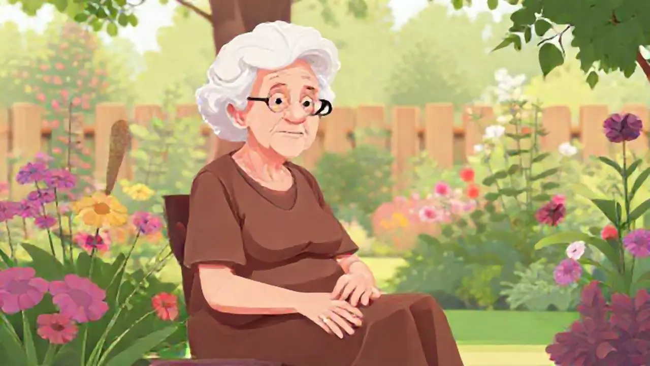 Mujer mayor en el jardín