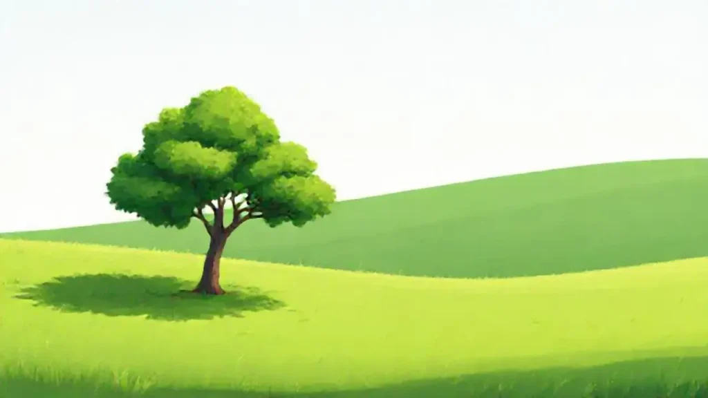 Campo verde con un árbol