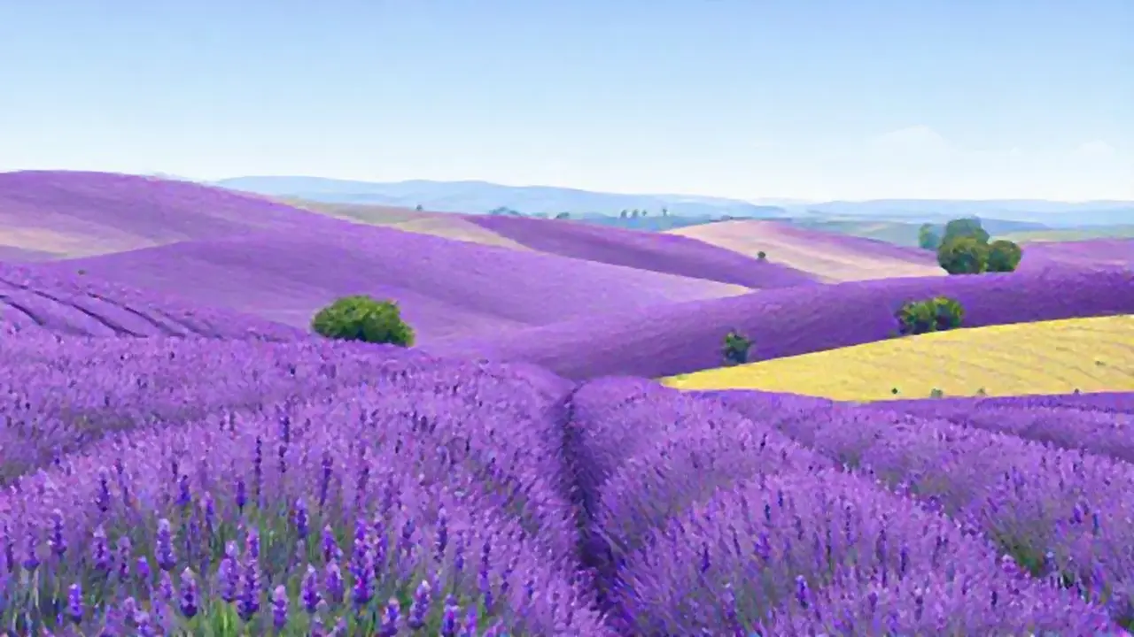 Campos de lavanda y colinas ondulantes