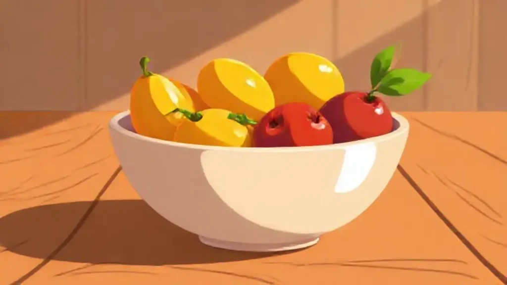 Fruta en mesa de madera