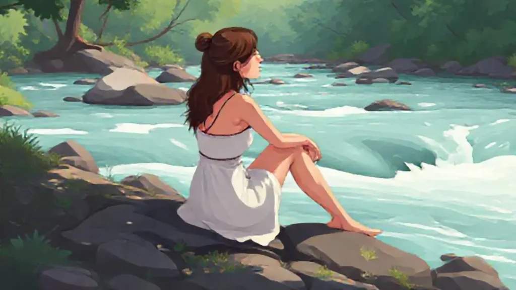Mujer junto al río