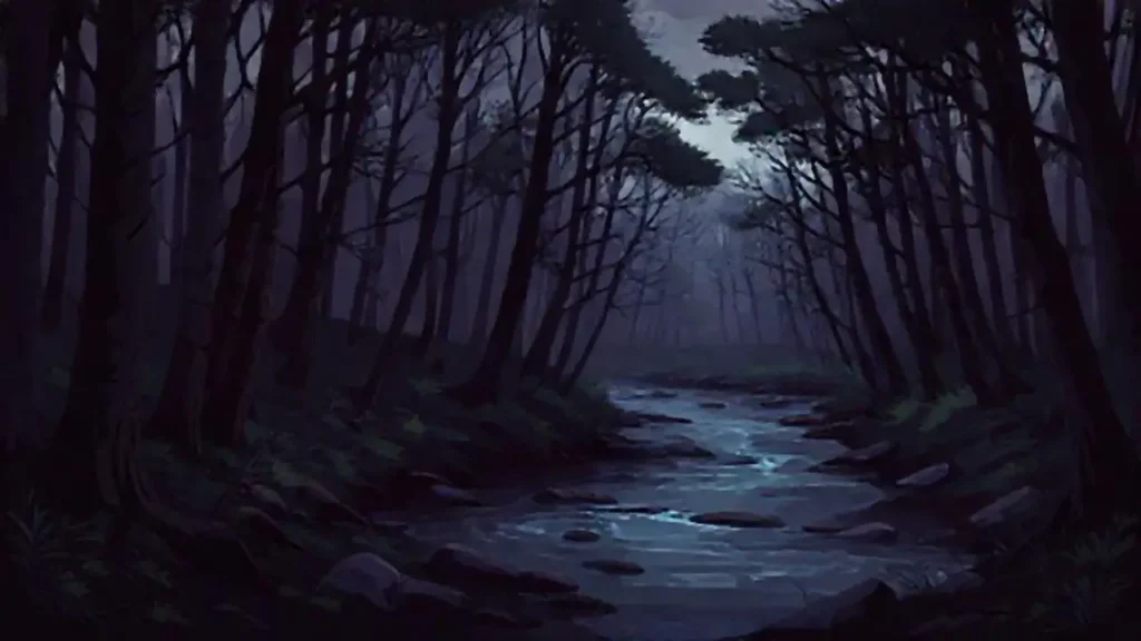 Bosque oscuro junto al río