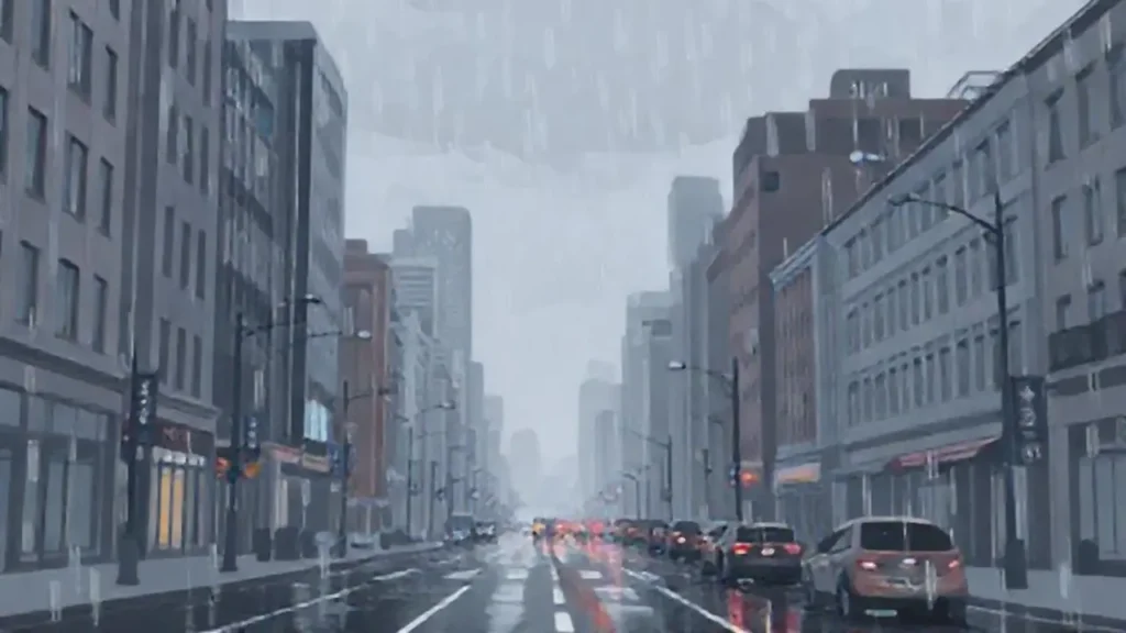 Lluvia gris sobre las calles