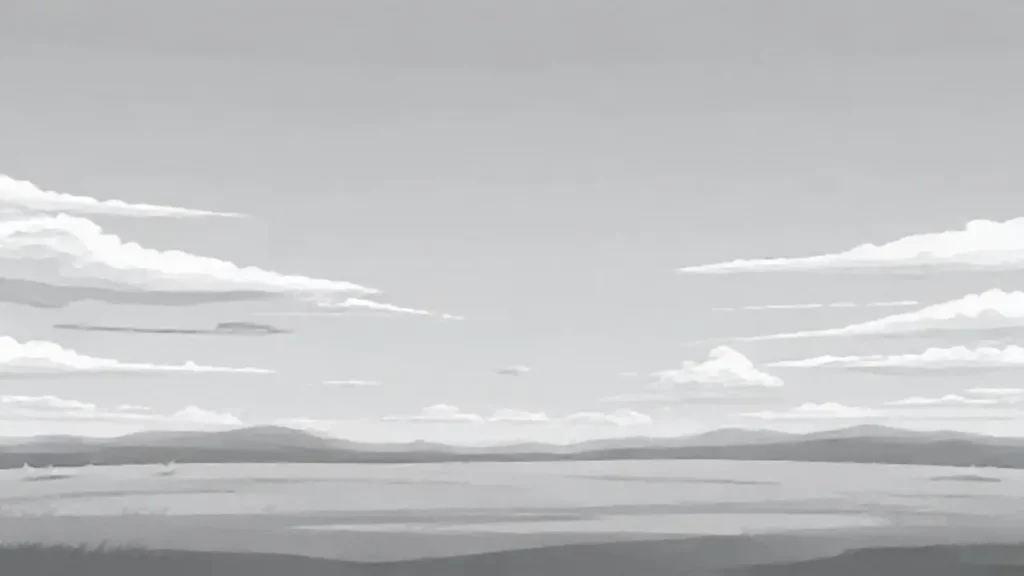 Cielo gris sobre campo extenso