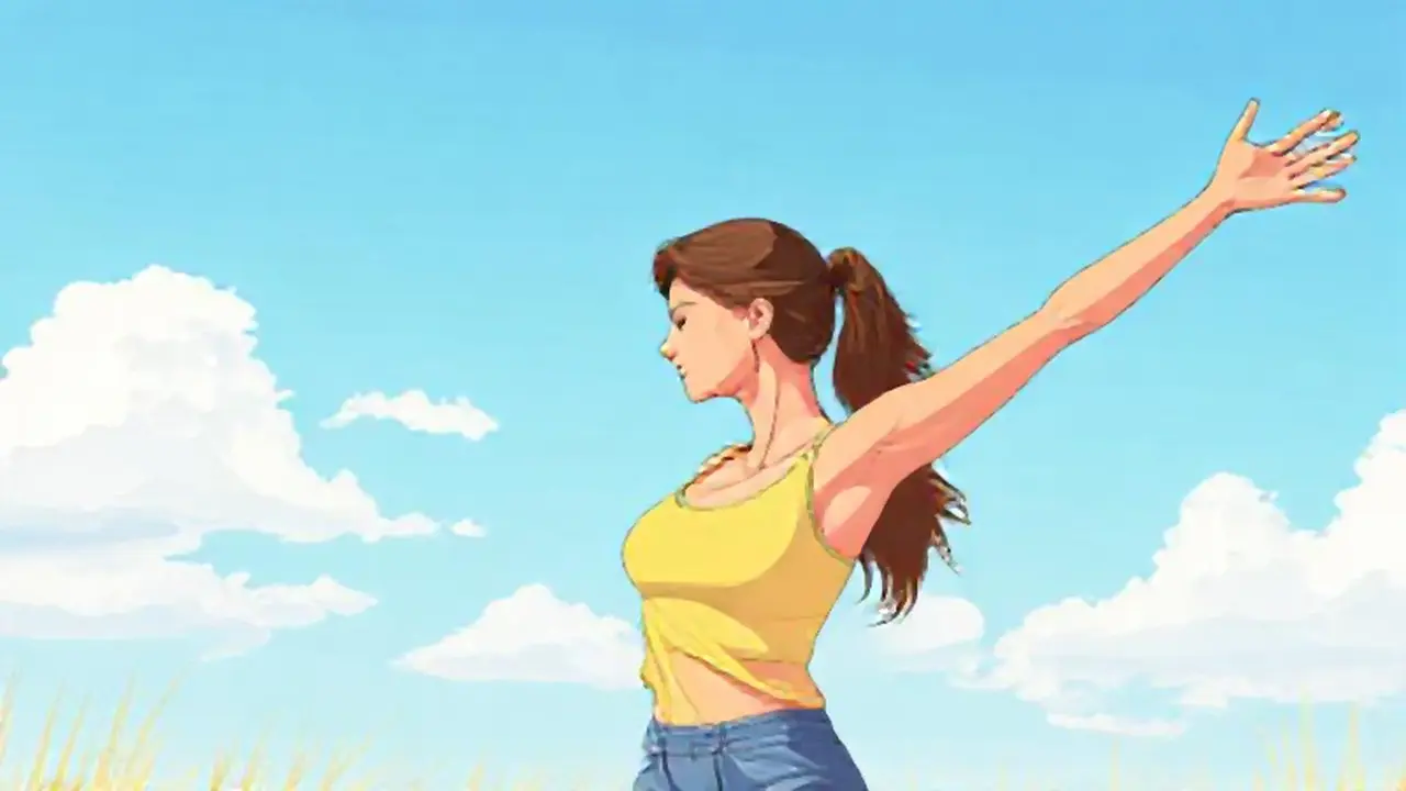 Mujer estirándose al aire libre