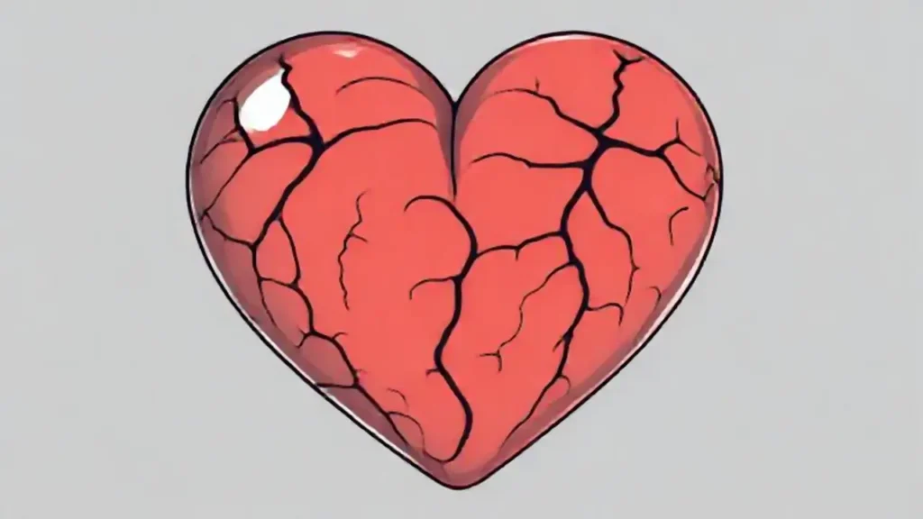 Corazón grande con venas oscuras