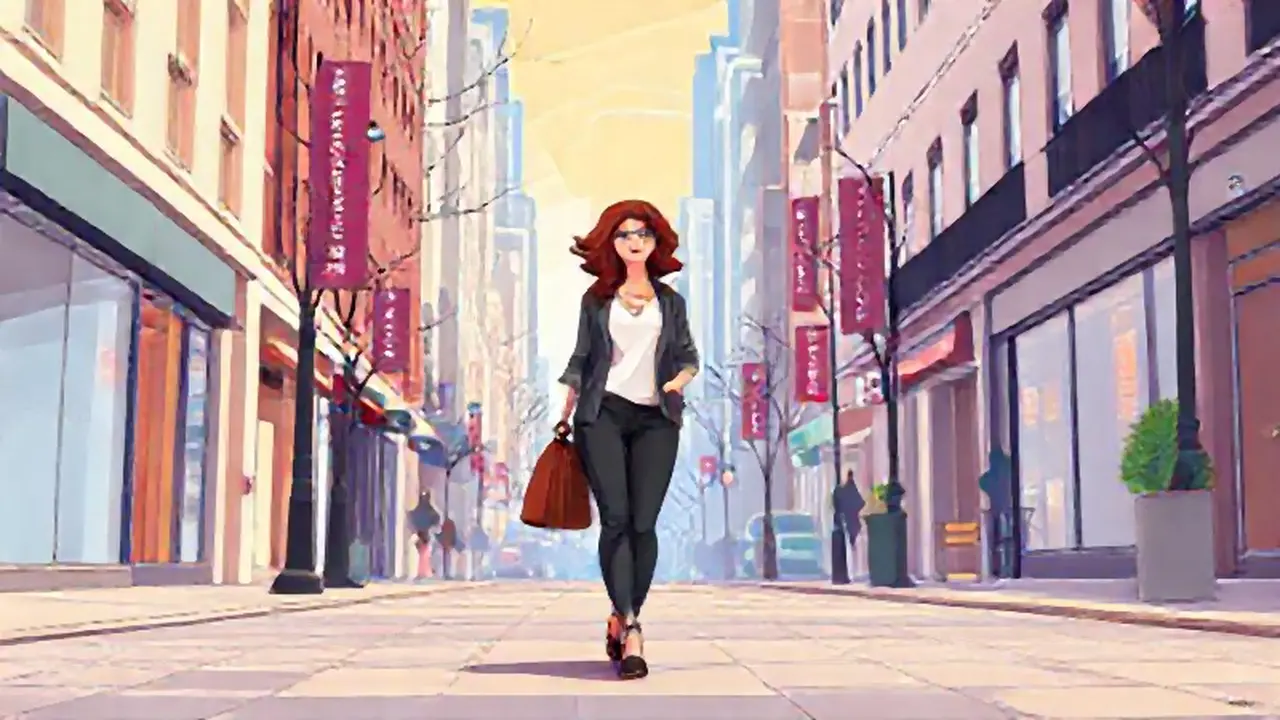Mujer camina por la calle