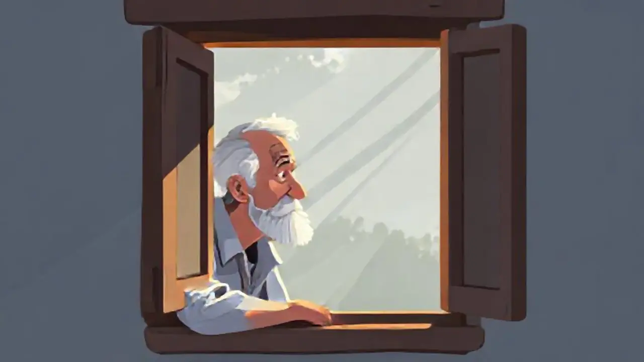 Un anciano junto a la ventana, con luz suave